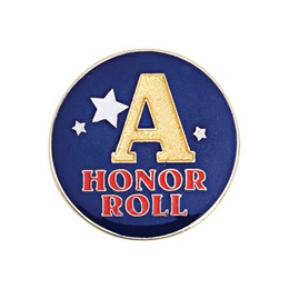 "A" Honor Roll Award Pin - Blue With Stars