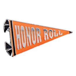 Orange and Black Honor Roll Banner Pin
