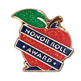 Honor Roll Award Pin - Glitter Apple