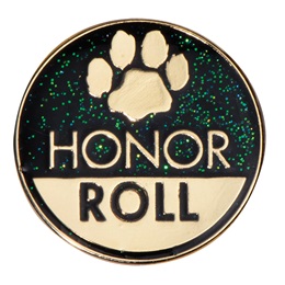 Honor Roll Black/Gold Paw Glitter Pin
