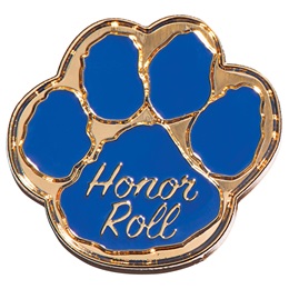 Honor Roll Award Pin - Blue and Gold Paw