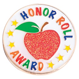 Honor Roll Award Pin - Glitter Apple