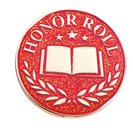 Honor Roll Award Pin - Book with Red Glitter