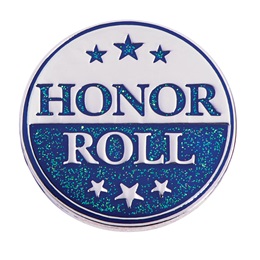 Honor Roll Award Pin - Blue Glitter