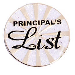 Principal's List Glitter Award Pin - Gold Burst