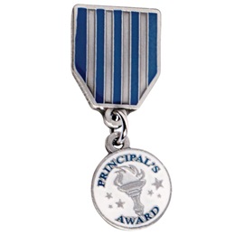 Blue and Grey Principal's Award Dangler Medal Pin