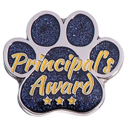 Principal's Award Pin - Black Glitter Paw