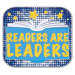 Reading Award Pin - Blue and Yellow Readers Are Leaders