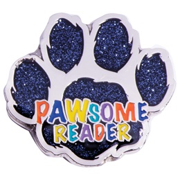 Reading Award Pin - Glitter Paw Pawsome Reader