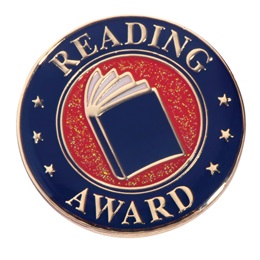 Reading Award Pin - Book and Red Glitter