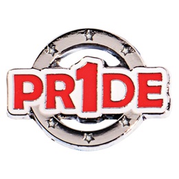 Red and White Pr1de Die Cut Pin
