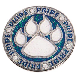 Blue Glitter Pride Paw Circle Pin