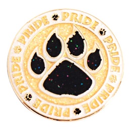 Black and Gold Glitter Pride Paw Circle Pin