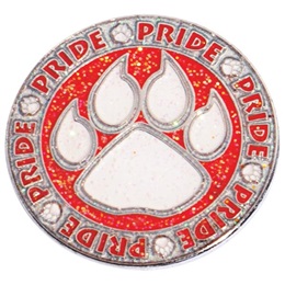 Red and White Glitter Pride Paw Circle Pin