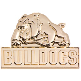3D Mascot Award Pin - Molded Gold Bulldogs