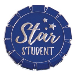 Blue Star Student Round Ribbon Pin