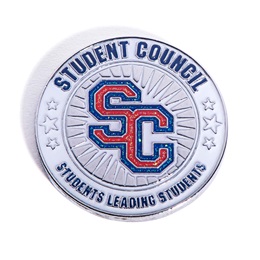 Student Council Award Pin - Blue and Red Glitter