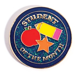 Student of the Month Award Pin - Glitter Apple, Star, and Pencil