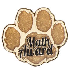 Math Award Gold Paw Glitter Pin