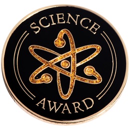 Science Award Pin - Black and Gold Atom