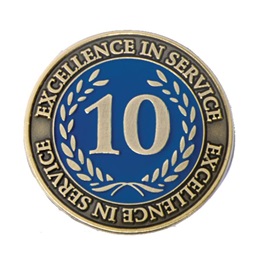 Gold Laurel 10 Year Service Award Pin