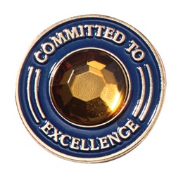 Committed to Excellence Pin with Gold Rhinestone