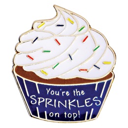 Appreciation Award Pin - Blue/White Cupcake With Sprinkles