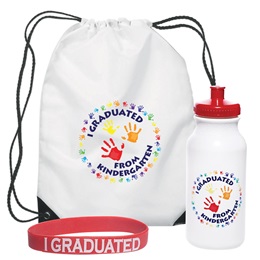 I Graduated From Kindergarten Handprints Backpack/Water Bottle/Wristband Set