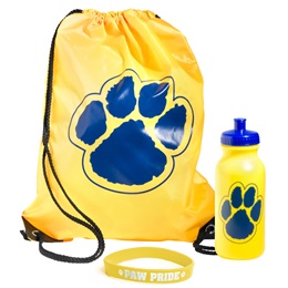 Paw Bag, Bottle, and Wristband Set - Gold