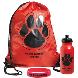 Custom Paw Backpack, Bottle, and Wristband Award Set