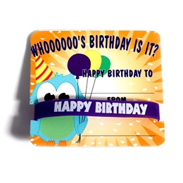 Mini Certificate/Wristband Set - Birthday Owl