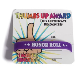 Mini Certificate/Wristband Set - Honor Roll/Thumbs Up