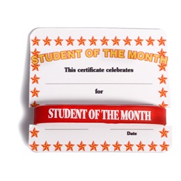 Mini Certificate/Wristband Set - Student of the Month/Orange Stars