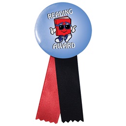 Button With Ribbon - Book Guy Reading Award