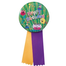 Button With Ribbon - Happy Birthday Party