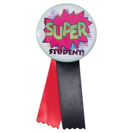Button With Ribbon - Super Student