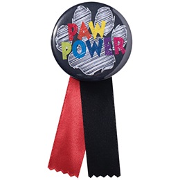 Button With Ribbon - Paw Power Chalkboard