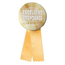Button With Ribbon - Excellent Attendance