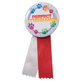 Button With Ribbon - Paw Perfect Attendance