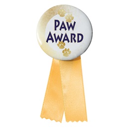 Button With Ribbon - Gold Paw