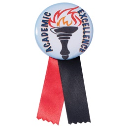 Button With Ribbon - Academic Excellence Torch