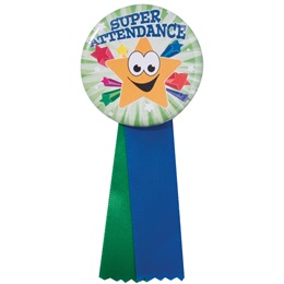 Button With Ribbon - Super Attendance