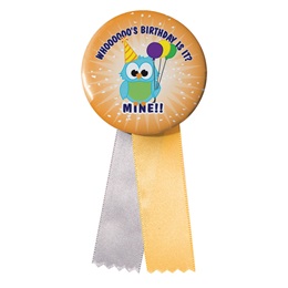 Button With Ribbon - Birthday Owl