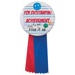 Button With Ribbon - Outstanding Achievement