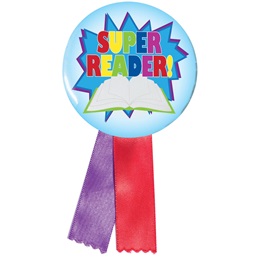 Button With Ribbon - Super Reader