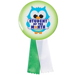 Button With Ribbon - Student of the Month Owl