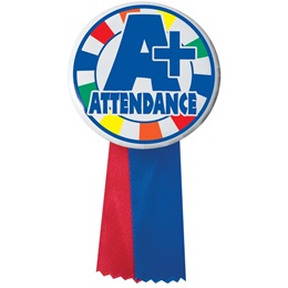 Button With Ribbon - A+ Attendance
