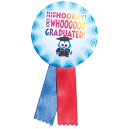 Button With Ribbon - Graduation/Blue Owl