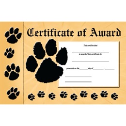 Bookmark Certificate - Paw Award