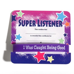Wristband/Mini Certificate Award Set - Super Listener